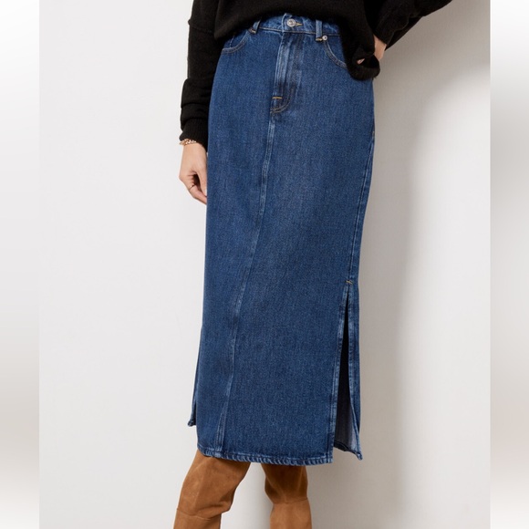 7 For All Mankind Maxi Skirt in Blue Note - Picture 5 of 9